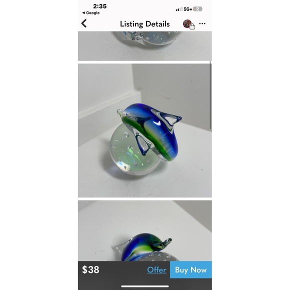 Murano | Art | Vintage Murano Art Glass Dolphin Paperweight Blue Green ...